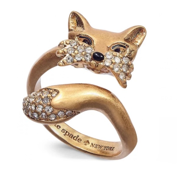 Kate Spade New York So Foxy Fox Head Ring ~ Pave Rhinestone Open Wrap Ring - Picture 3 of 13